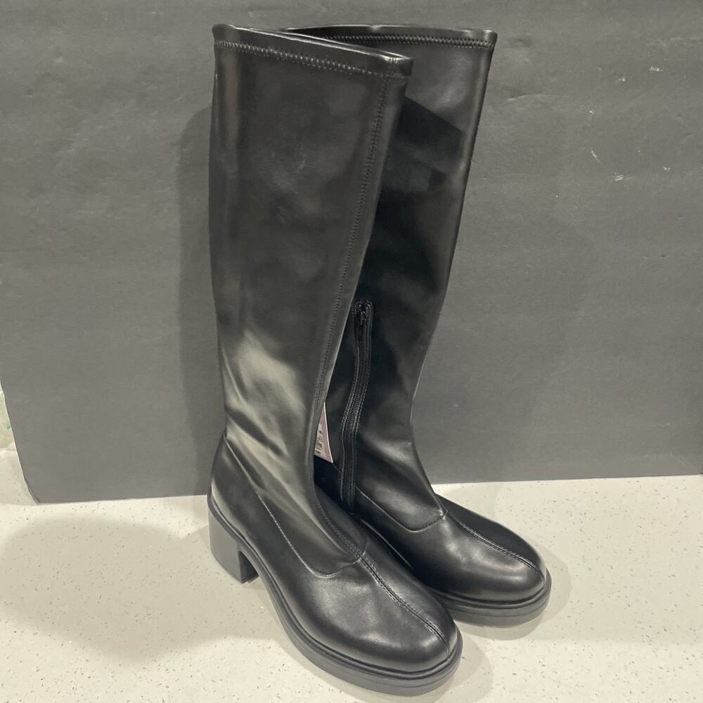Tall Stretch Vegan Boots Sz 10 NWT Black Reg $50 "Danika" Foam Insole Wild Fable